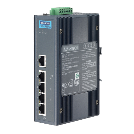 Advantech EKI-2525PA 4FE PoE and 1FE Unmanaged Ethernet Switch